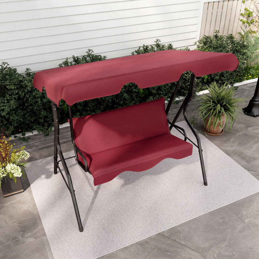 3 Seat Outdoor Patio Canopy Swing with Cushioned Steel Frame - Gallery View 1 of 9