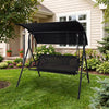 Side view of the 3-seat patio swing chair featuring an adjustable canopy and sturdy metal frame, perfect for backyard.