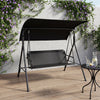 Front view of the 3-seat patio swing chair showcasing its heavy-duty metal frame and breathable mesh fabric for outdoor.