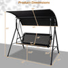 3-seat patio swing chair with adjustable canopy, heavy-duty metal frame, and breathable mesh fabric for outdoor.
