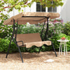 3 Seat Outdoor Patio Canopy Swing with Cushioned Steel Frame-Beige - Gallery View 1 of 11