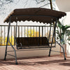 3-Seat Outdoor Porch Canopy Swing with Adjustable Shading-Brown - Gallery View 1 of 11