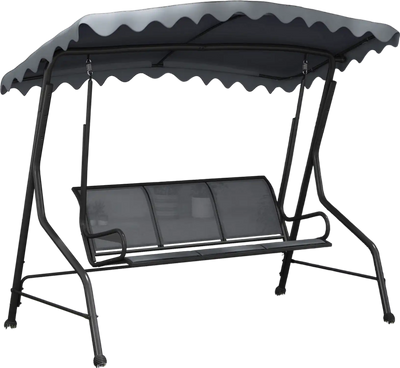 Costway 3-Seat Outdoor Porch Canopy Swing Adjustable Shade Gray 26937584 New