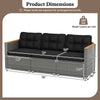 3-seat patio couch sofa with deep seating, PE rattan, and soft cushions, measuring 76" for outdoor comfort.
