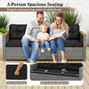 3-seat patio couch sofa with deep seating, PE rattan, and soft cushions, perfect for outdoor relaxation.