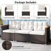 Left corner section of the 3-seat patio couch sofa with deep seating and white cushions, perfect for outdoor lounging.