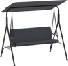 3-seat patio swing chair in gray with adjustable canopy and removable cushions, perfect for outdoor lounging.