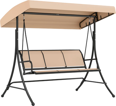 Costway 3-Seat Patio Swing Chair with Adjustable Canopy 67492739 New
