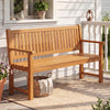 3-seater outdoor wooden bench made of solid fir wood with a slatted design, perfect for relaxing in any outdoor space.