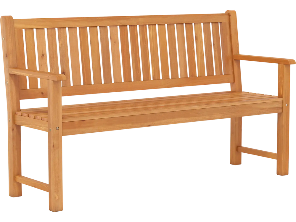 3-seater outdoor wooden bench with backrest, made of solid fir wood, designed for comfort and durability in any space.