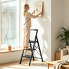 3 Step Black Folding Step Stool with Wide Anti-slip Pedals - Gallery View 1 of 9
