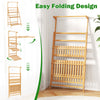 3-tier bamboo plant stand with adjustable hanger rod, featuring a folding design for versatile indoor display and.