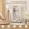 3-tier white bookcase with anti-tipping kit, ideal for organized storage in living room or bedroom.