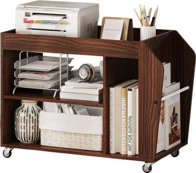 Costway 3-Tier Rolling Side End Table Walnut 785213469 New