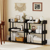 Black 3-tier bookshelf with anti-tipping kit, ideal for living rooms, featuring strong support and elevated legs.