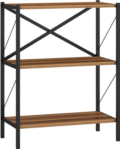 Costway 3-Tier Bookshelf Heavy-Duty Metal Frame 41279934 New