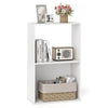 3-tier white bookshelf featuring open storage, spacious countertop, and bottom compartment for versatile home.
