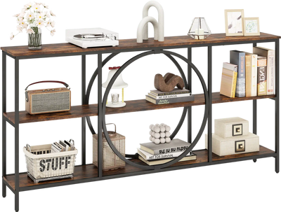 Costway 3-Tier Faux Marble Console Table w/ Storage Shelves 14799036 New