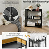 3-tier black corner bookshelf with adjustable shelves and anti-toppling devices, ideal for living room or study use.