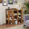 Stylish natural wood corner cabinet with a wide top and anti-dropping baffles, perfect for decorative storage in any.