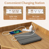 3-tier corner cabinet with charging station, featuring 4 outlets and 2 USB ports, ideal for bedroom or small spaces.