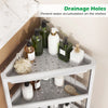 3-tier corner shower caddy in white with drainage holes, designed for efficient space-saving storage in bathrooms.