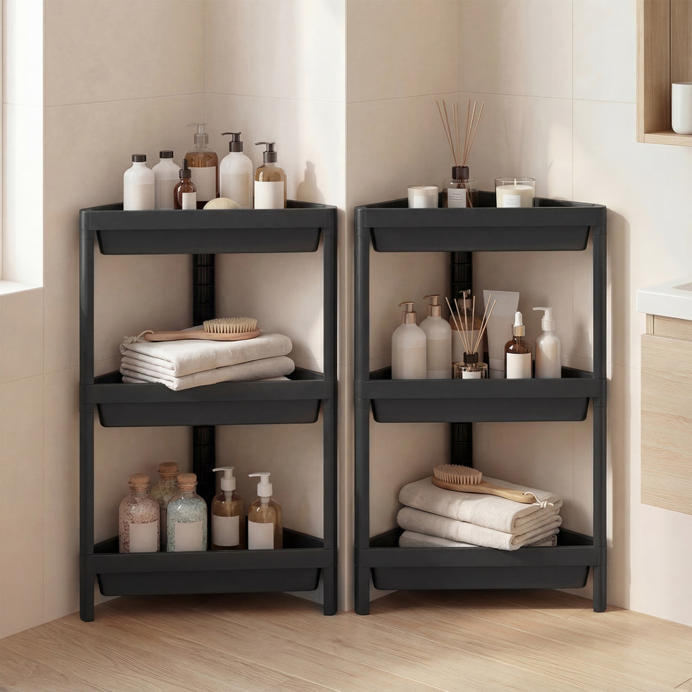 3-Tier Corner Shower Caddy 2-Pack with Detachable Design-Black - Gallery View 1 of 11