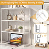 3-tier white countertop storage hutch with open shelves and anti-tipping kits for added stability and safety.