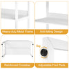 3-tier countertop storage hutch in white featuring a heavy-duty metal frame, adjustable foot pads, and anti-falling.