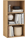 3-tier natural wood bookcase with adjustable shelves, ideal for home office storage and display.