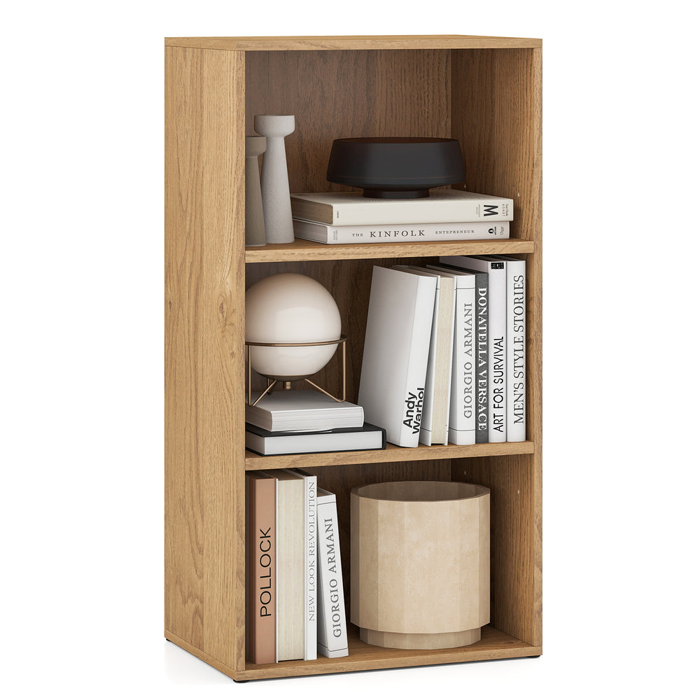 3-Tier Cube Bookcase with Adjustable Shelves for Home Office-Natural - Gallery View 1 of 1