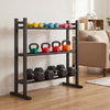 3-tier heavy-duty adjustable dumbbell rack in black, designed for stability and space-saving in home gyms.