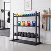 3-tier heavy-duty adjustable dumbbell rack in black, designed for organizing weights with a 529LB capacity for home gyms.