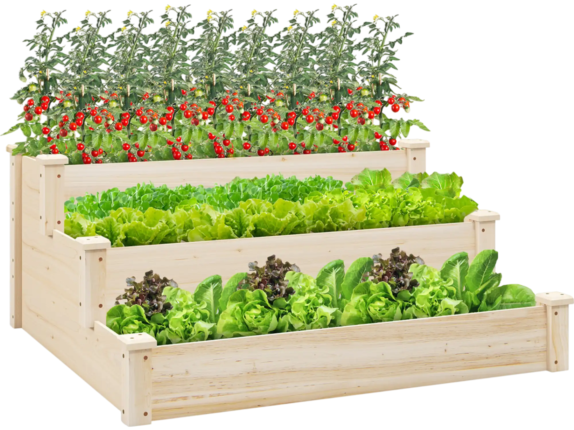 Costway 3 Tier Elevated Wooden Raised Garden Bed 80371549 New