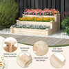 Three-tier elevated wooden vegetable garden bed made of sturdy fir wood, featuring reinforced corners and slotted legs.