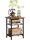 Rustic brown 3-tier end table with metal frame and adjustable shelves, perfect for storage in any room.