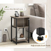 3-tier end table with heavy-duty metal frame, USB ports, and power outlets, ideal for living room or bedroom use.