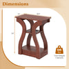 3-tier end table with charging station in cherry finish, featuring a unique curved design and open storage shelves.