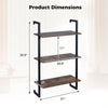 3-tier floating kitchen shelf in rustic brown, showcasing dimensions of 35.5" height and 21" width for versatile.