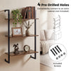 3-tier floating modern kitchen shelf in rustic brown, featuring pre-drilled holes for easy installation in any room.