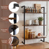 3-tier floating kitchen shelf in rustic brown with sturdy metal frame, perfect for home office or bathroom organization.