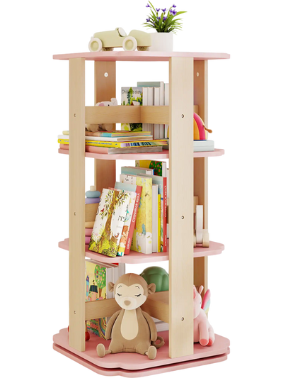 Costway 3-Tier Rotating Corner Toddler Book Rack Pink 263485917 New