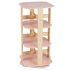 3-tier pink toddler book rack with 12 sectors, 360° rotation, and anti-slip pads for kids' room organization.