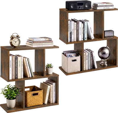 Costway 3-Tier Geometric Bookshelf Display Shelf Side Table Set of 2 25733230 New