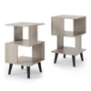 3-tier geometric bookshelf set of 2 with open storage shelves, ideal for compact spaces in modern living rooms or.