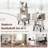 3-tier geometric bookshelf set of 2 in light wood, perfect for organizing books and decor in modern living spaces.