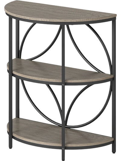 Costway 3-Tier Half Round End Table Metal Frame Living Room 72923277 New