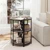 3-tier half round end table in gray with metal frame, perfect for living room storage and stylish decor.