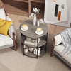 3-tier half round end table with a charming wood-like finish and geometric design, ideal for enhancing living room.