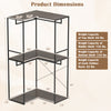 3-tier heavy duty clothes rack with dimensions, featuring 3 shelves and 2 hanging racks for versatile storage.